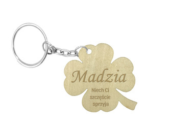 Brelok do kluczy koniczyna na szczęście z GRAWEREM