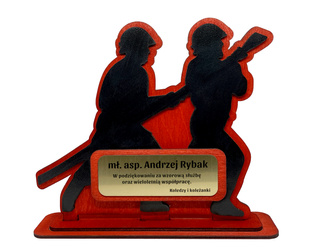 Drewniana statuetka STRAŻ POŻARNA z GRAWEREM na prezent dla strażaka