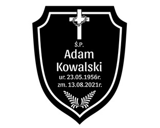 Grawerowana TABLICZKA nagrobna tabliczka na grób na krzyż czarna