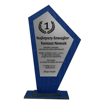 Statuetka z GRAWEREM - Puchar na Prezent z Indywidualną Dedykacją niebieska