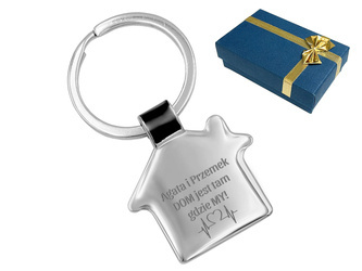 Metalowy brelok do kluczy DOM z GRAWEREM prezent