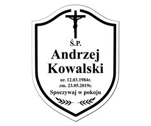 Grawerowana TABLICZKA nagrobna na grób na krzyż klasyczna biała 20x15cm