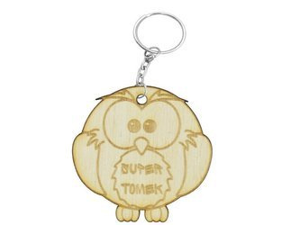 Sowa drewniana brelok do kluczy z GRAWEREM