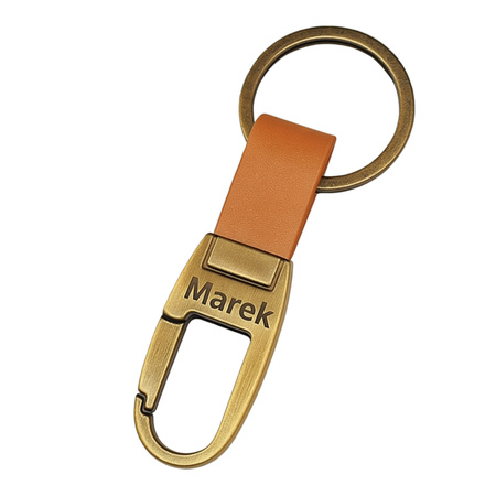 Brelok do kluczy z karabińczykiem GRAWER prezent brąz