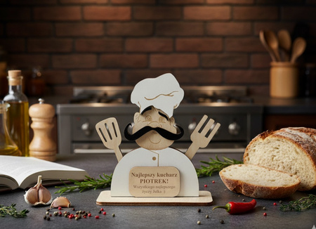 Drewniana statuetka z GRAWEREM KUCHARZ PREZENT DLA SZEFA KUCHNI KUCHARZA