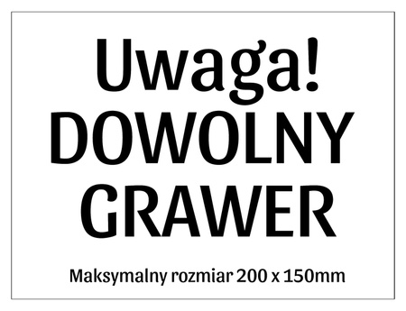 BIAŁA grawerowana tabliczka czarny GRAWER dowolny tekst max. 20x15cm