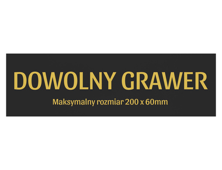 Czarna grawerowana tabliczka ZŁOTY grawer max. 20x6cm na prezent na drzwi