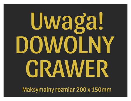 Czarna grawerowana tabliczka złoty GRAWER dowolny tekst max. 20x15cm