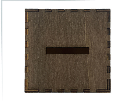 Drewniana skarbonka decoupage brąz 8x8cm prezent